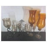 Glass Decorative Vases with Metal Stands