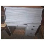 Painted White Roll Top Desk with Storage Drawers
