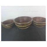 3 Wooden Stackable Decorative Bowls