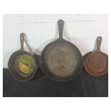 3 Cast Iron Skillets with Handles