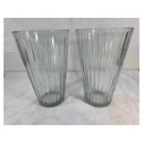 Two Clear Glass Flower Vases