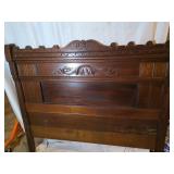 Carved Wood Full-Size Bed Frame