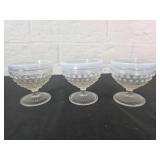 3 Hobnail Glass Dessert Cups