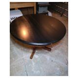 Round Wooden Pedestal Conference Table with Leaf