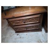 Wooden 2-Drawer Nightstand with Carved Detail