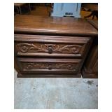 Wooden 2-Drawer Nightstand with Carved Fronts