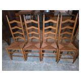 4 Ladderback Chairs with Rush Seats