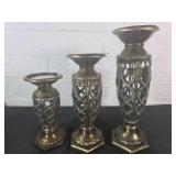3 Bronze Candle Holders