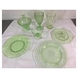 Seven-Piece Uranium Glass Tableware Set