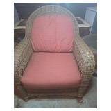 Brown Wicker Chair with Cushions