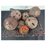 Decorative Spheres in Woven Wire Basket