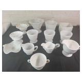 13 Milk Glass Pieces