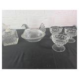 Clear Glass Hen-on-Nest Covered Dish
