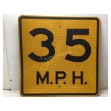 Vintage Reflective 35 MPH Speed Limit Sign