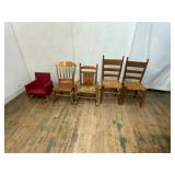5 Wooden and Upholstered Chairs