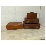 Four Vintage Leather Luggage Pieces