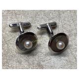 Sterling Silver Cuff Links with Pearls