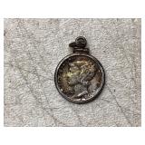 1942 Mercury Dime Pendant in Metal Frame