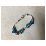 Silver-Tone Bracelet with Blue Beads