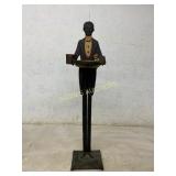 Painted Metal Butler Figure with Tray