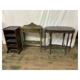 2 Wooden Tables and Shelf Unit