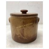 Brown Stoneware Crock With Lid