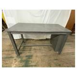 Gray Wood Desk with Side Shelving