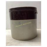 Stoneware Crock with Brown Glazed Rim