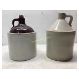 Two Glazed Stoneware Moonshine Jugs