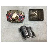 Three Confederate-Themed Belt Buckles