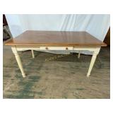 Wood Table with Drawer and Painted Legs