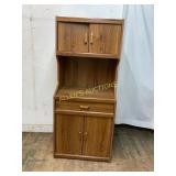 Wood Veneer Hutch with Storage Cabinets
