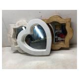 Three Rustic Wood-Framed Wall Mirrors