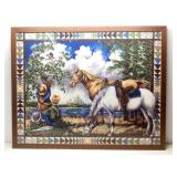 Framed Western Scene Artwork With Horses