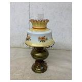 Brass and Glass Hurricane Table Lamp