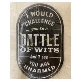 Decorative Oval Metal Sign with Witty Quote