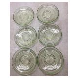 Six Green Depression Glass Plates