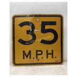 Vintage 35 MPH Metal Road Sign