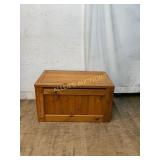 Wood Storage Chest With Hinged Lid