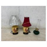 Matchingï¿½ Lamps with Rooster Design and Oil Lamp