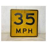 Yellow 35 M.P.H. Road Sign