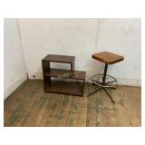 Wood Step Shelf and Adjustable Stool Set