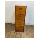 Oak Five-Drawer Filing Cabinet