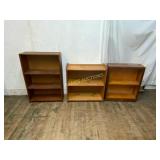 Three Wooden 3-Shelf Bookcases