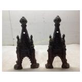 Cast Iron Gothic-Style Andirons