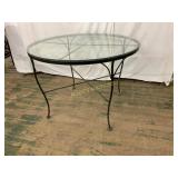 Round Glass-Top Metal Table