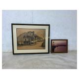 Charcoal Artwork and Sunset Photo