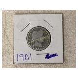 1901 Barber Silver Quarter