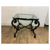 Metal and Glass Side Table With Curved Supports