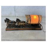 Metalï¿½ Lamp with Horses and Covered Wagon